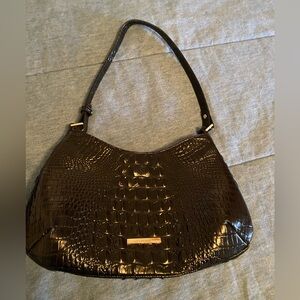 Brahmin Black Crocodile-Embossed Shoulder Bag